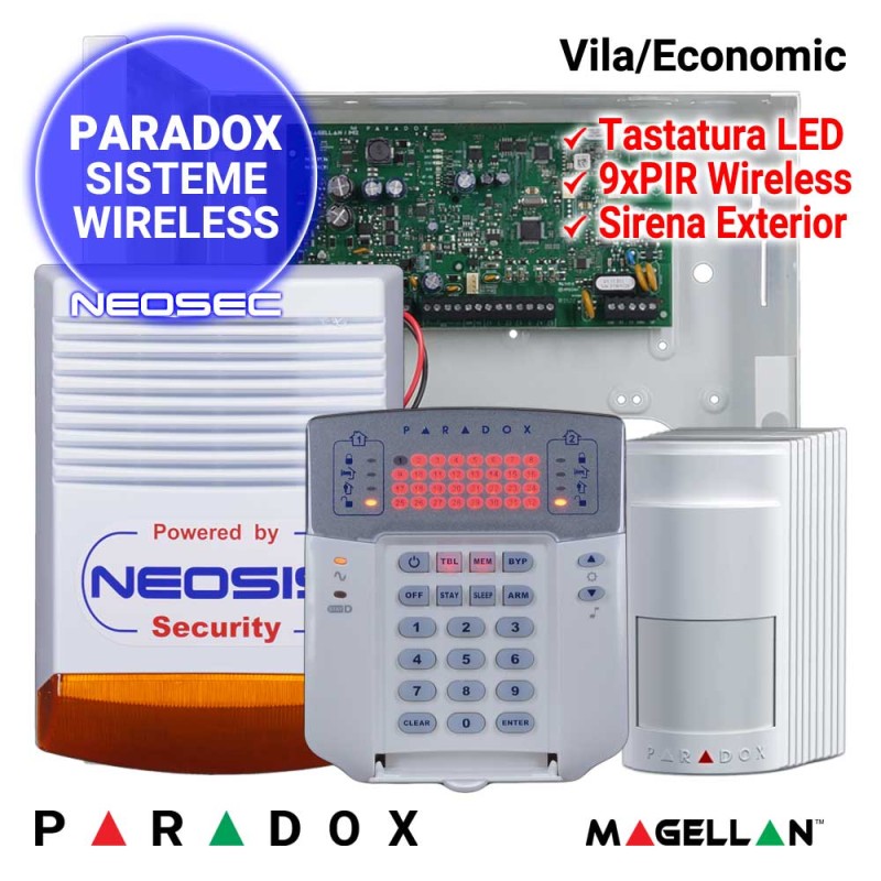 Sistem alarma radio pentru vila - PARADOX ECONOMIC