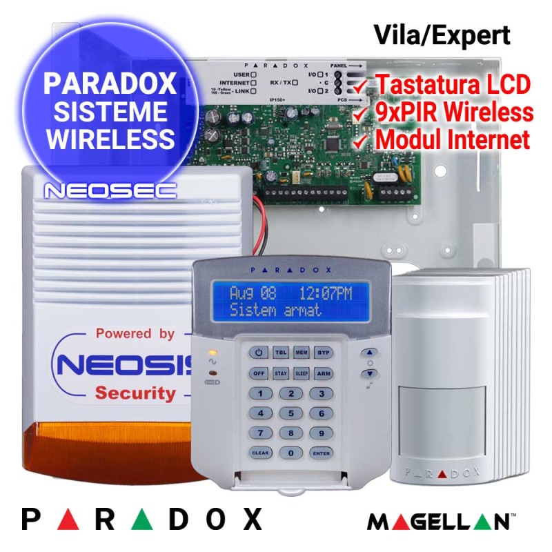 Sistem alarma radio pentru vila - PARADOX EXPERT