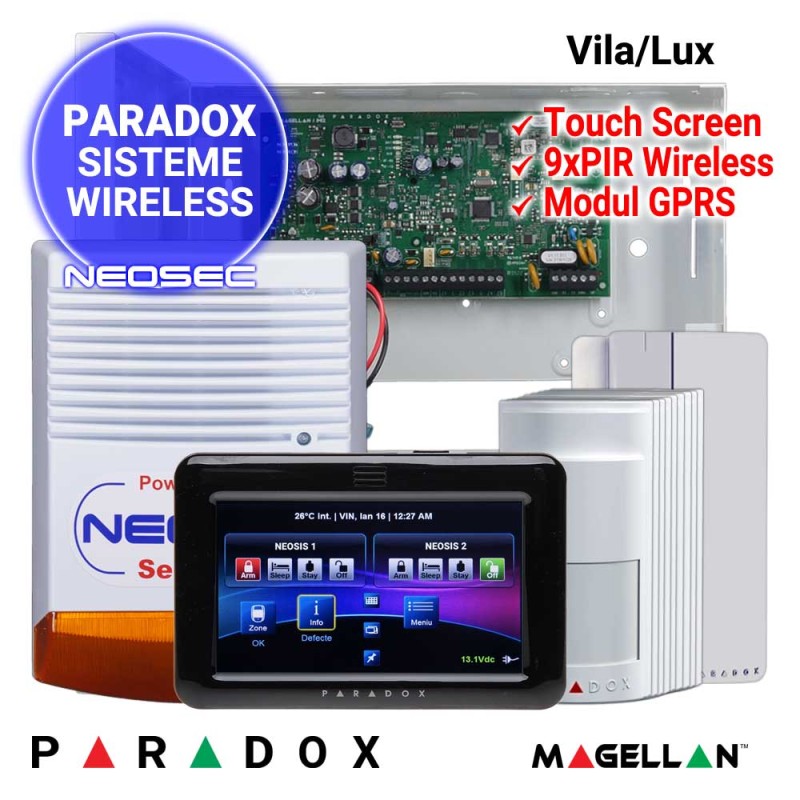 Sistem alarma radio pentru vila - PARADOX LUX