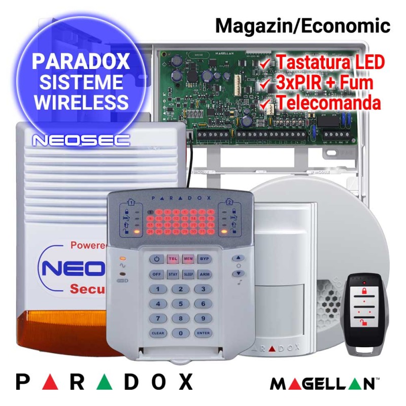 Sistem alarma radio pentru magazin - configuratie PARADOX ECONOMIC