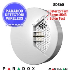 PARADOX SD360 - detector radio de fum, profil ingust, suport inclus