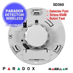 PARADOX SD360 - detector wireless de fum, acoperire wireless 35m