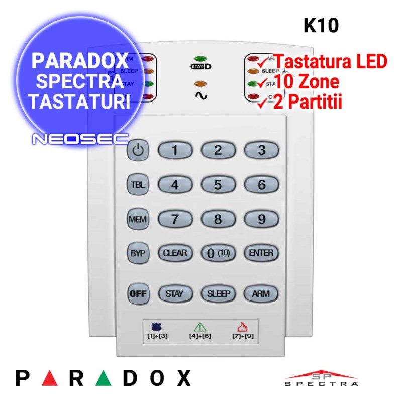 PARADOX Spectra K10 - tastatura LED cablata