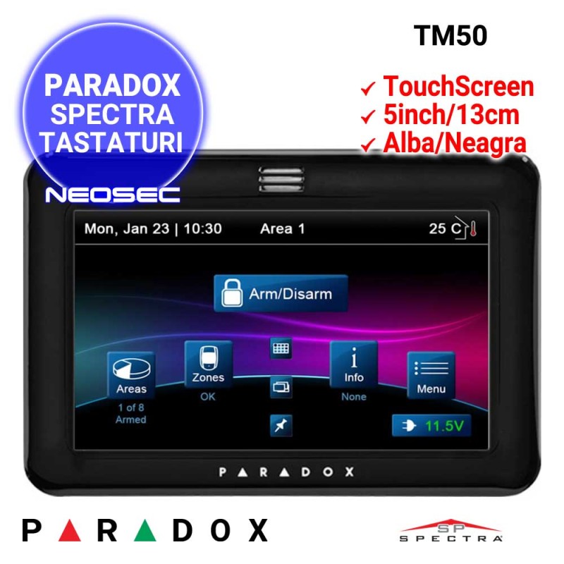 PARADOX Spectra TM50 - tastatura touch-screen 5inch, neagra