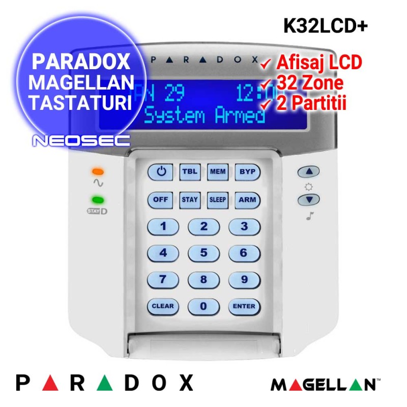 PARADOX Magellan K32LCD+ - tastatura cablata LCD text