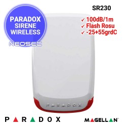 PARADOX SR230 - sirena radio de exterior, 100dB, flash