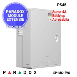 PARADOX PS45 - modul sursa alimentare in cutie plastic, loc pentru acumulator 7Ah